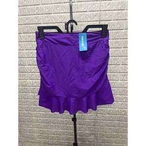 Halcurt Women Purple Ruffle Swim Skirt High Waisted Ruched Swimsuit Bottom Large